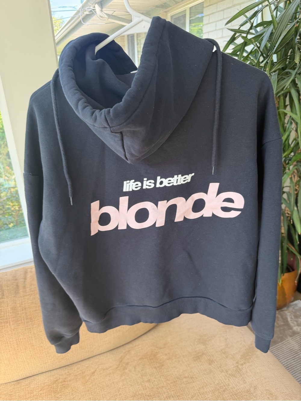 Women's Black Hoodie Sweatshirt with Pink "blonde" Graphic